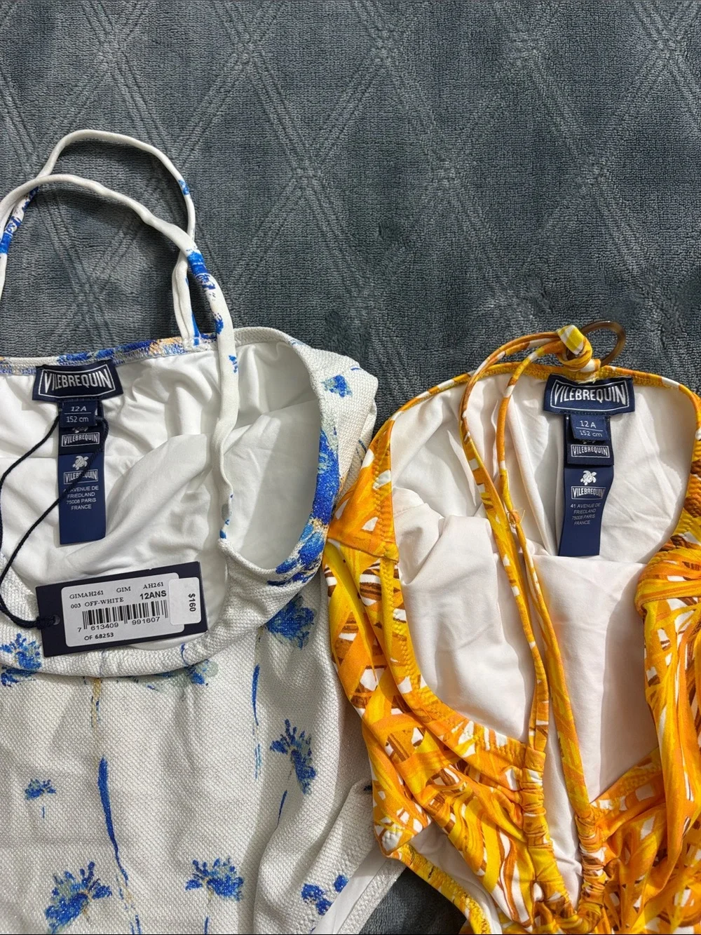 Vilebrequin White & Yellow Girls' One-Piece Swimsuits